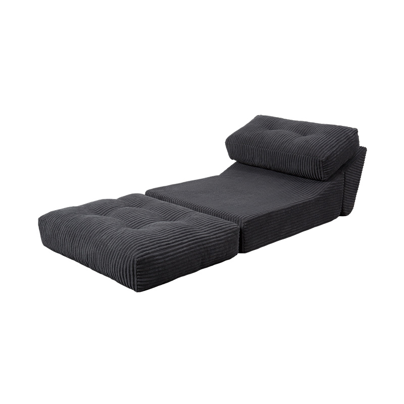 Vikbar multifunktionell bäddsoffa i helskum i mörkgrå manchester med ergonomiskt ryggstöd Vikbar multifunktionell bäddsoffa i helskum i mörkgrå manchester med ergonomiskt ryggstöd