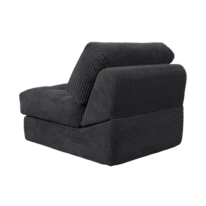Vikbar multifunktionell bäddsoffa i helskum i mörkgrå manchester med ergonomiskt ryggstöd Vikbar multifunktionell bäddsoffa i helskum i mörkgrå manchester med ergonomiskt ryggstöd