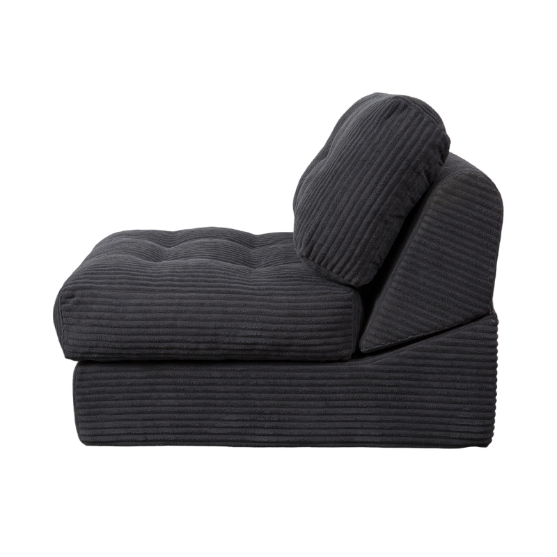 Vikbar multifunktionell bäddsoffa i helskum i mörkgrå manchester med ergonomiskt ryggstöd Vikbar multifunktionell bäddsoffa i helskum i mörkgrå manchester med ergonomiskt ryggstöd