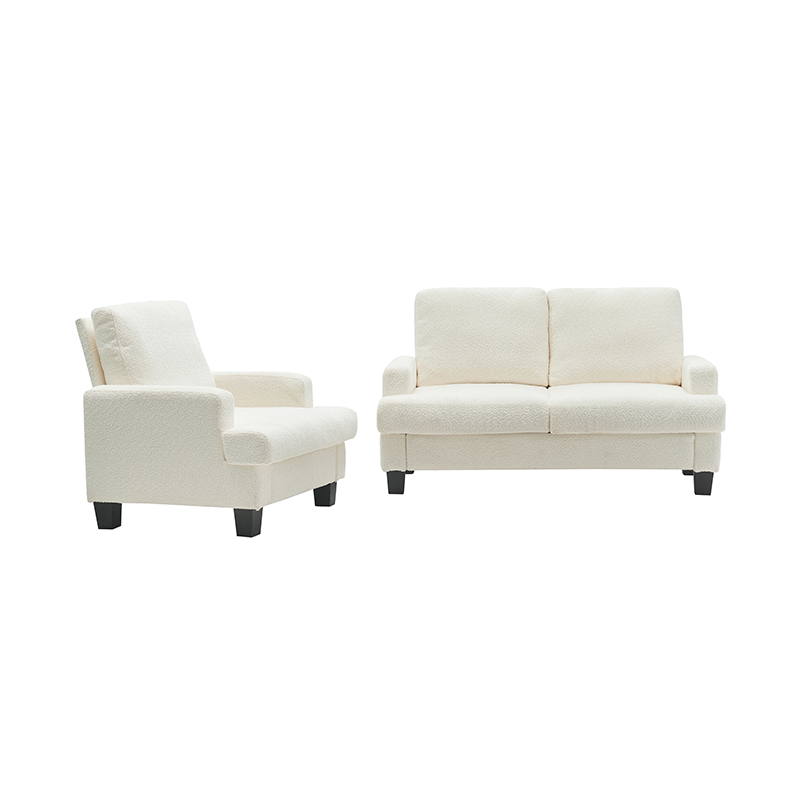 Modern Teddy Sammetsvit tygsoffa
